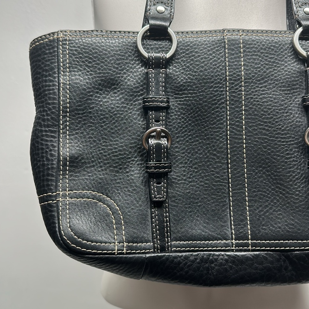 Coach Chelsea Purse Tote Handbag Pebbled Leather Black Silver Large Bag F12339 - Picture 2 of 9